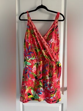Lands' End Coral One Piece Swimsuit Floral size 3XL
